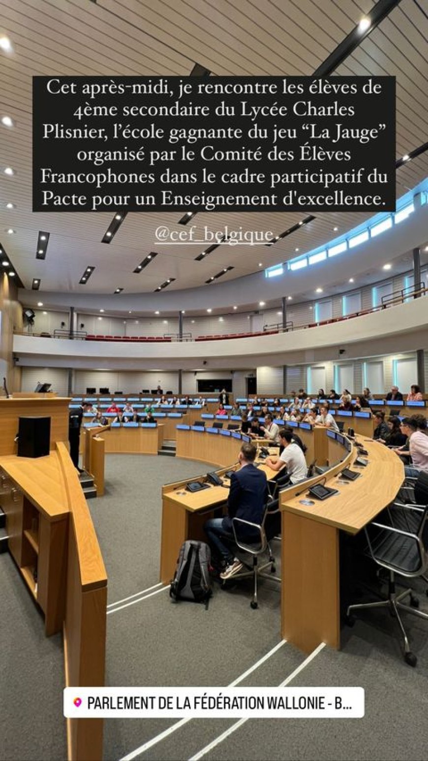 Visite du Parlement de la Fédération Wallonie-Bruxelles et rencontre avec Madame Caroline Désir, Ministre de l'Education